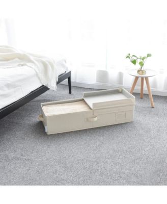 Folding Fabric Under Bed Organizer w/Double Open Lid - Clay