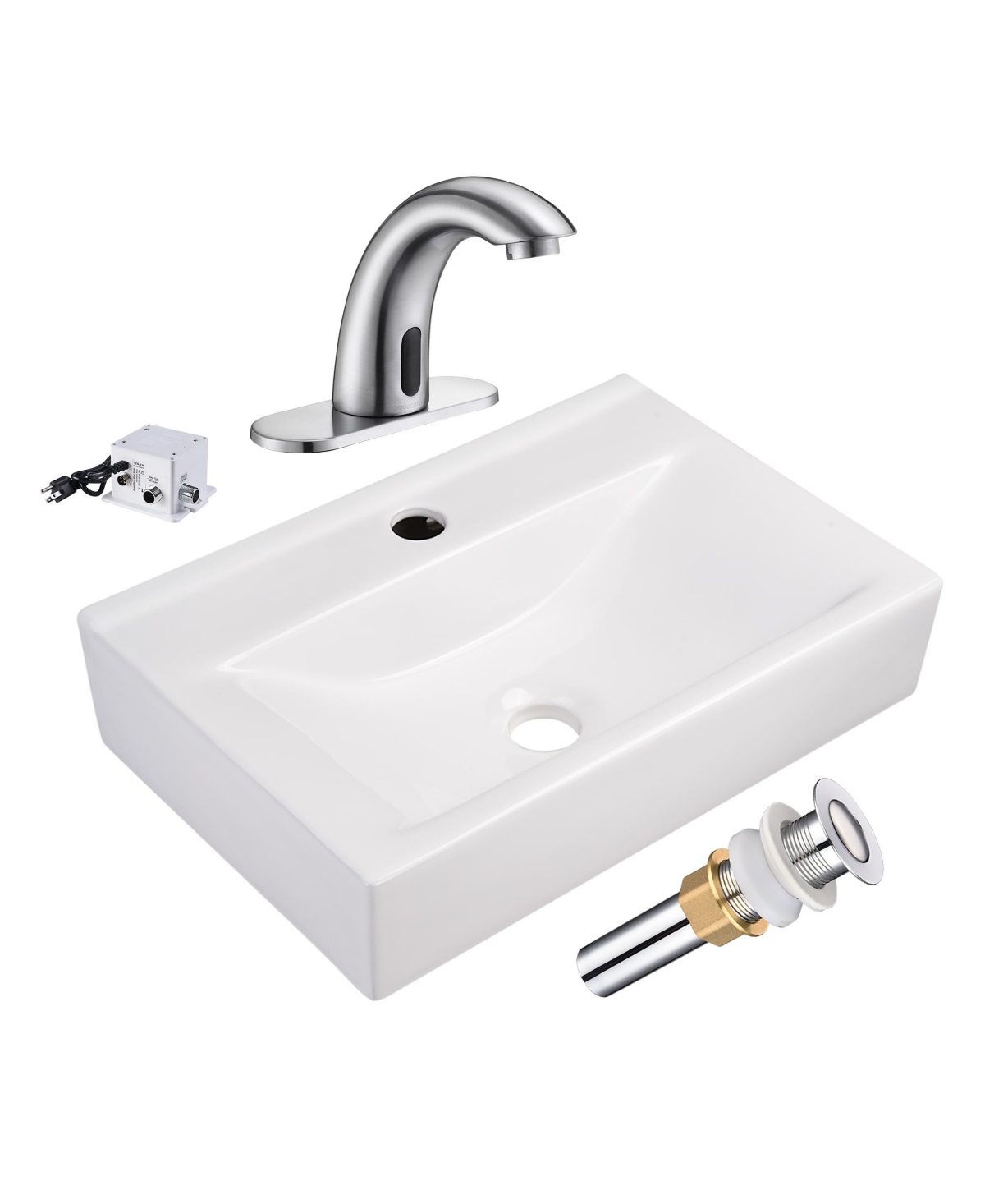 5&#x22; Touchless Bathroom Faucet with Rectangle Vessel Sink Auto Sensor - Natrual