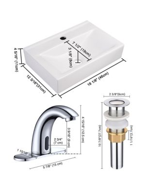 5" Touchless Bathroom Faucet with Rectangle Vessel Sink Brush Chrome