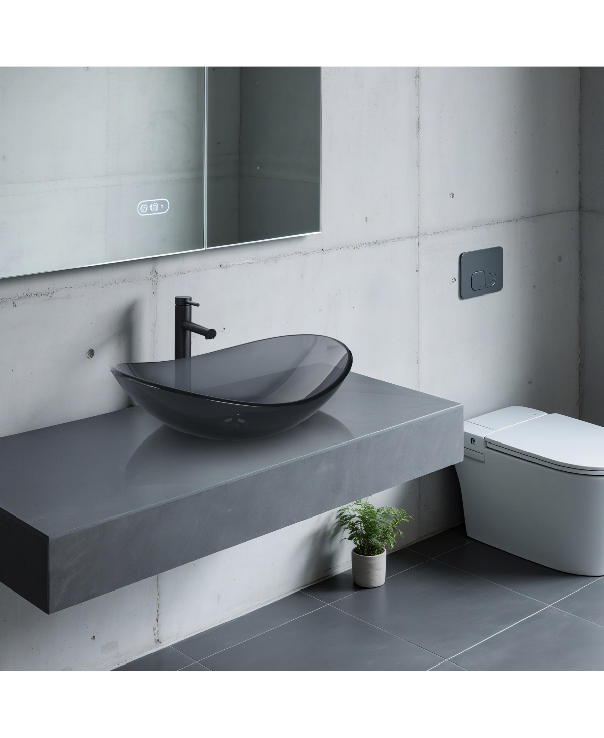 Bathroom Vessel Sink & Faucet Kit 8&#x22; Vanity Mixer Tap Tempered Glass - Natrual