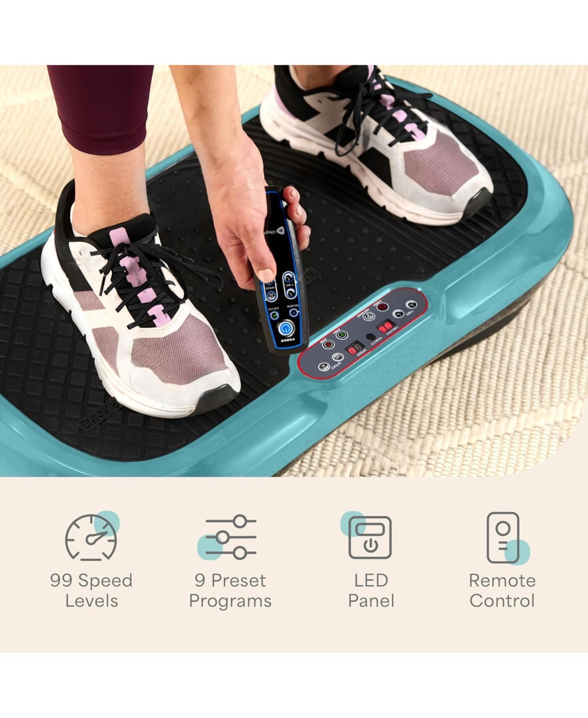 Lifepro Waver Vibration Plate – Full-Body Workout Machine with Loop Bands, 99 Speed Settings, for Muscle Activation, Toning & Recovery