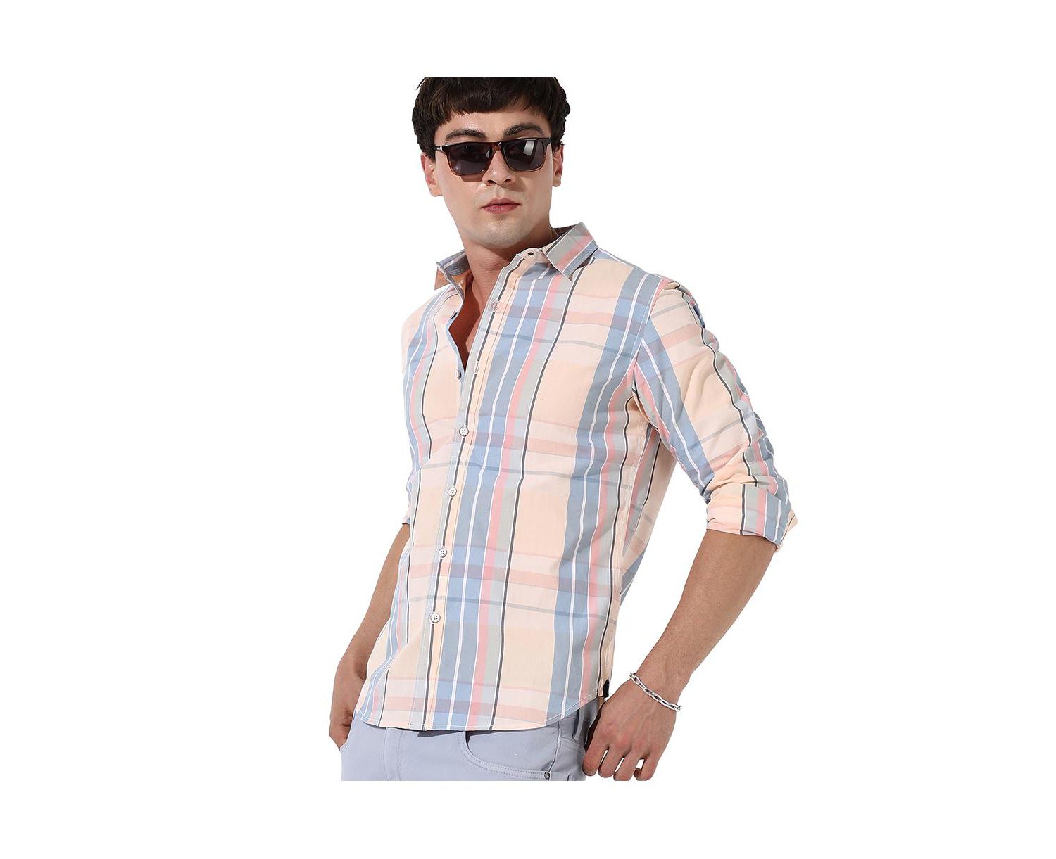 Men's Cotton Plaid Button Up Shirt