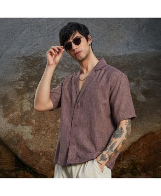 Men's Brown Stone Heathered Korean Oversized Shirt