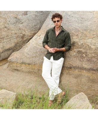 Men's Fern Green Multitrack-Striped Shirt