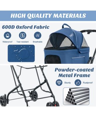 Double Pet Stroller for 2 Dogs or Cats w/ 2 Detachable Carriers Safety Belt