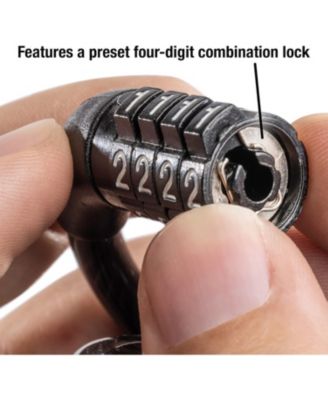 Outdoor Bike Lock Cable with Combination, 4ft Black, 8143D