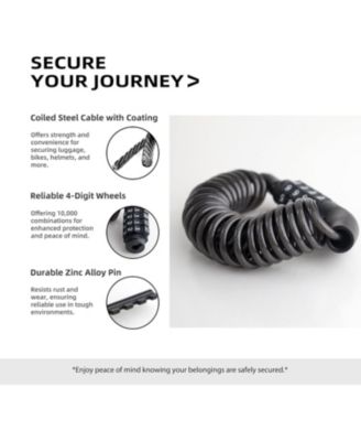 Small Combo Bike Lock Cable, Retractable Combination Cable Lock with Code, for Travel Safe Luggage, Suitcase, Scooter Ebike Bicycle Motorcycle Helmet Anti Theft, Outdoor Ski Snowboard
