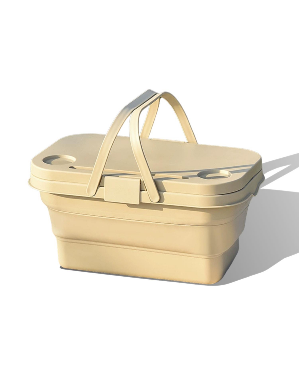 Collapsable Picnic Basket With Tray Stand - Brown