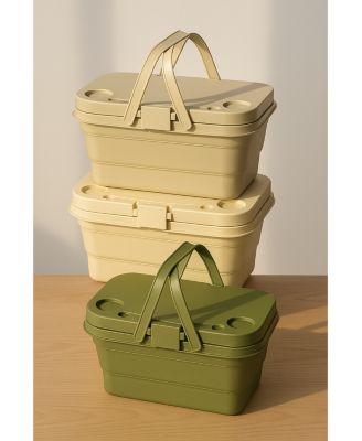 Collapsable Picnic Basket With Tray Stand