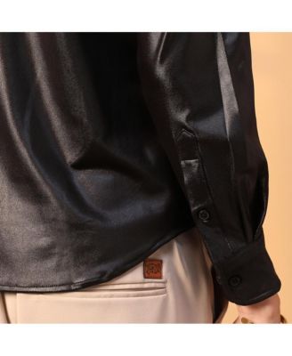 Men's Obsidian Black Solid Suede Shirt