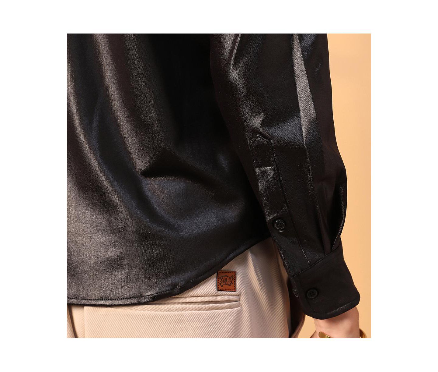 Мужская рубашка Cahoot Campus Sutra Obsidian Black Solid Suede, цвет: Чёрный — фото 5