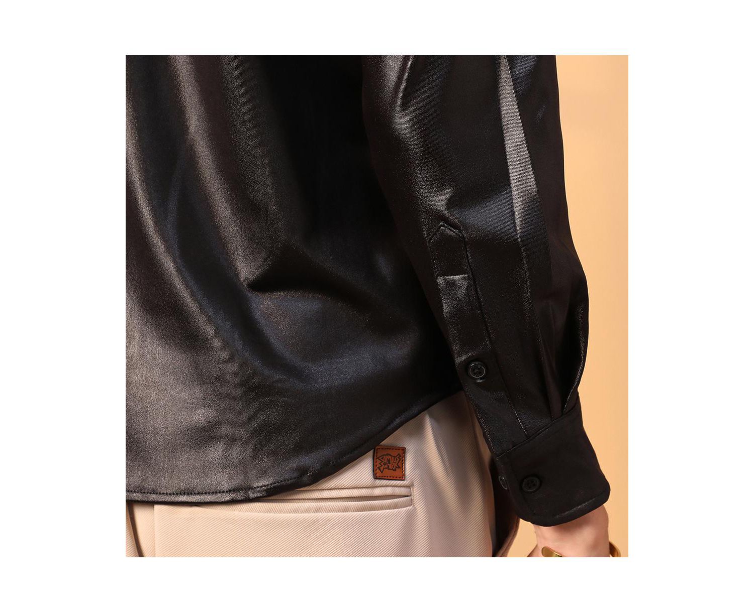 Men's Obsidian Black Solid Suede Shirt