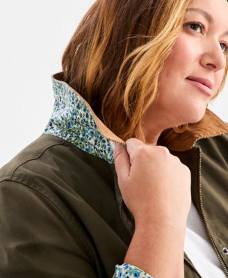 Plus Size Canvas Collared Utility Jacket, Macy's Exclusive