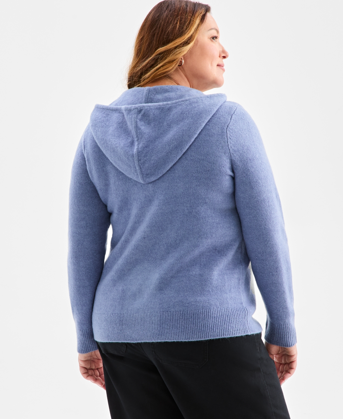 Style & Co Plus Size Hooded Sweater, Macy's Exclusive In Blue