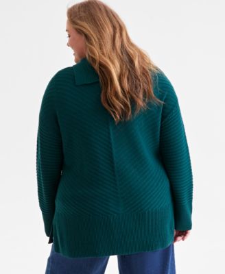 Plus Size Envelope Neckline Tunic Sweater