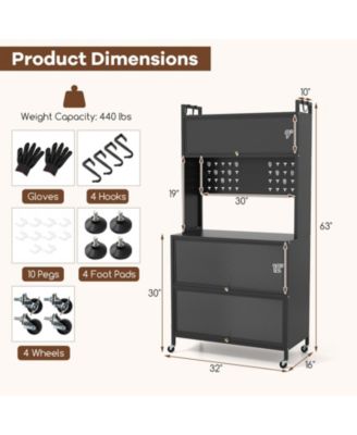 5 Tier Kitchen Bakers Rack with Lights Multifunctional Microwave Stand with Flip Door Cabinets