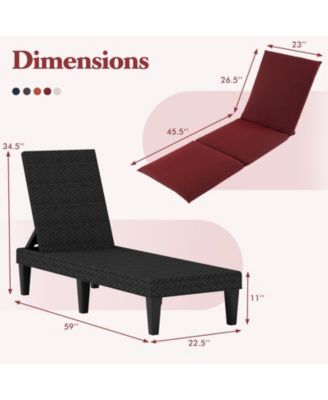 2PCS Patio Lounge Chair Recliner Chair w/ 3-Position Adjustable Backrest & Cushion