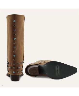 Arianna Old Gold  Leather Cowgirl Boots - Stylish Western Footwear & Comfort By Buck & Brana