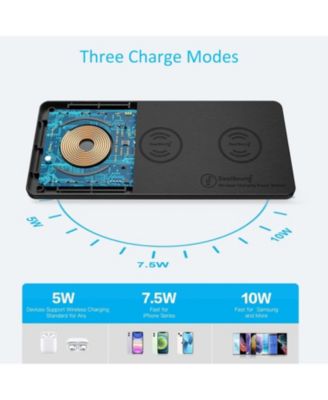 Wireless Charging Pad Ultra-Slim Triple Charger Station for Multiple 3 Device & New Airpods Ultra Slim PU Leather Mat W/AC Adapter for Phone