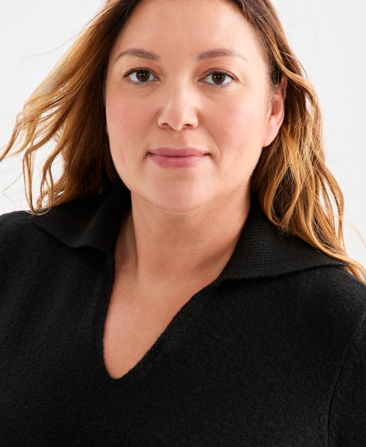 Style & Co Plus Size Johnny Collar Luxe Sweater, Macy's Exclusive In Black