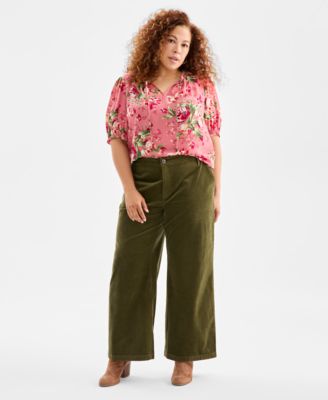Style & Co - Plus Size Wide-Leg Corduroy Pants