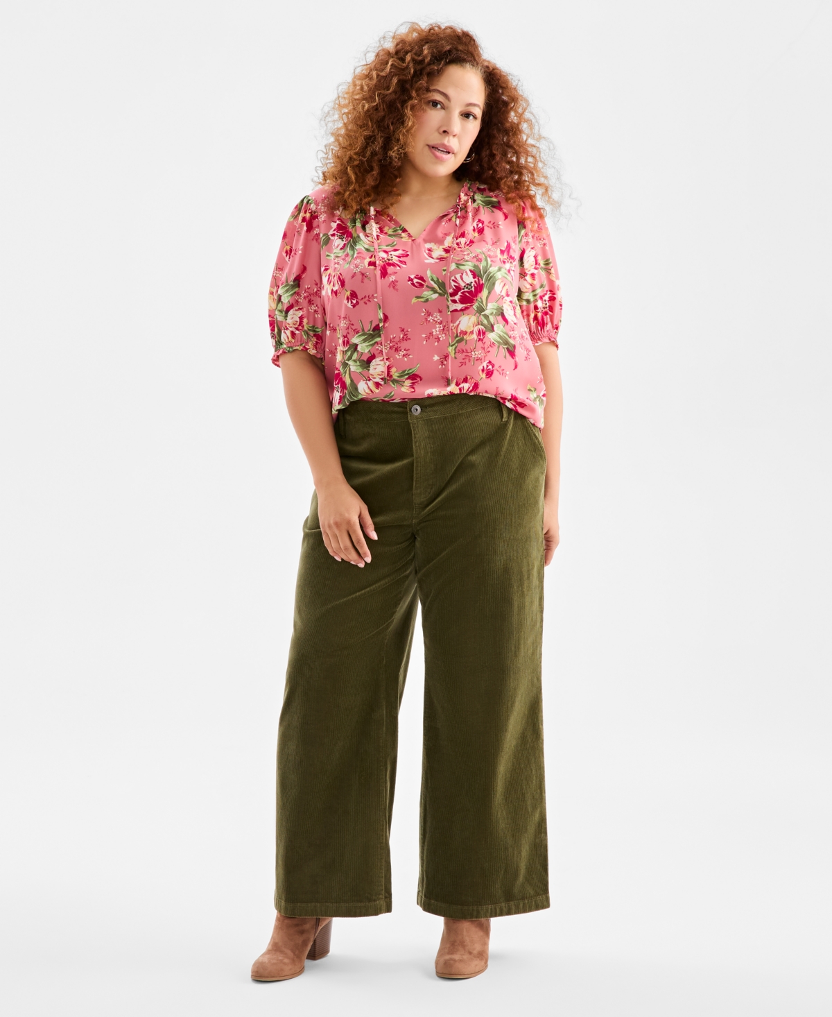 Style & Co Plus Wide-Leg Corduroy Pants, Macy's Exclusive