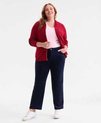 Plus Size High-Rise Straight-Leg Corduroy Pants