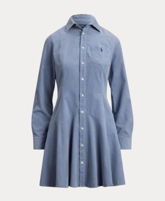 Women's Cotton Corduroy A-Line Shirtdress
