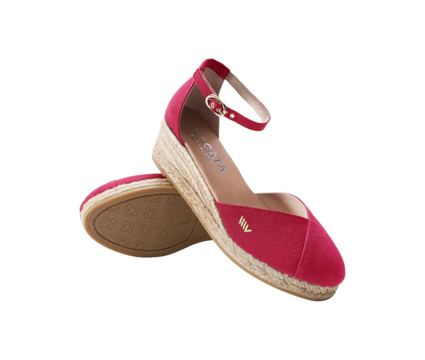 Женские сандалии VISCATA Formiga Canvas Espadrille Wedges Ankle Strap, цвет: Красный — фото 3