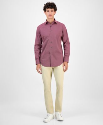 Men's Slim-Fit Spots Macro Diamond Print Dress Shirt, Macy's Exclusive