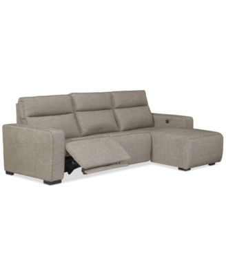 Miren 3-Pc. Fabric Chaise Sectional with 2 Power Headrest Recliners, Exclusively at Macy's