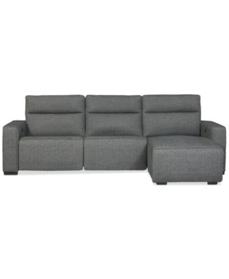 Miren 3-Pc. Fabric Chaise Sectional with 2 Power Headrest Recliners, Exclusively at Macy's