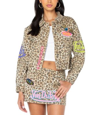 ジャケット・アウター GUAGLIANONE leather leopard zip jacket Dolce&Gabbana Men's Leopard-Print Leather-Trim Full-Zip