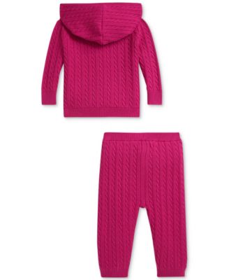 Baby Girls 2-Pc. Mini Cable-Knit Hoodie & Pant Set