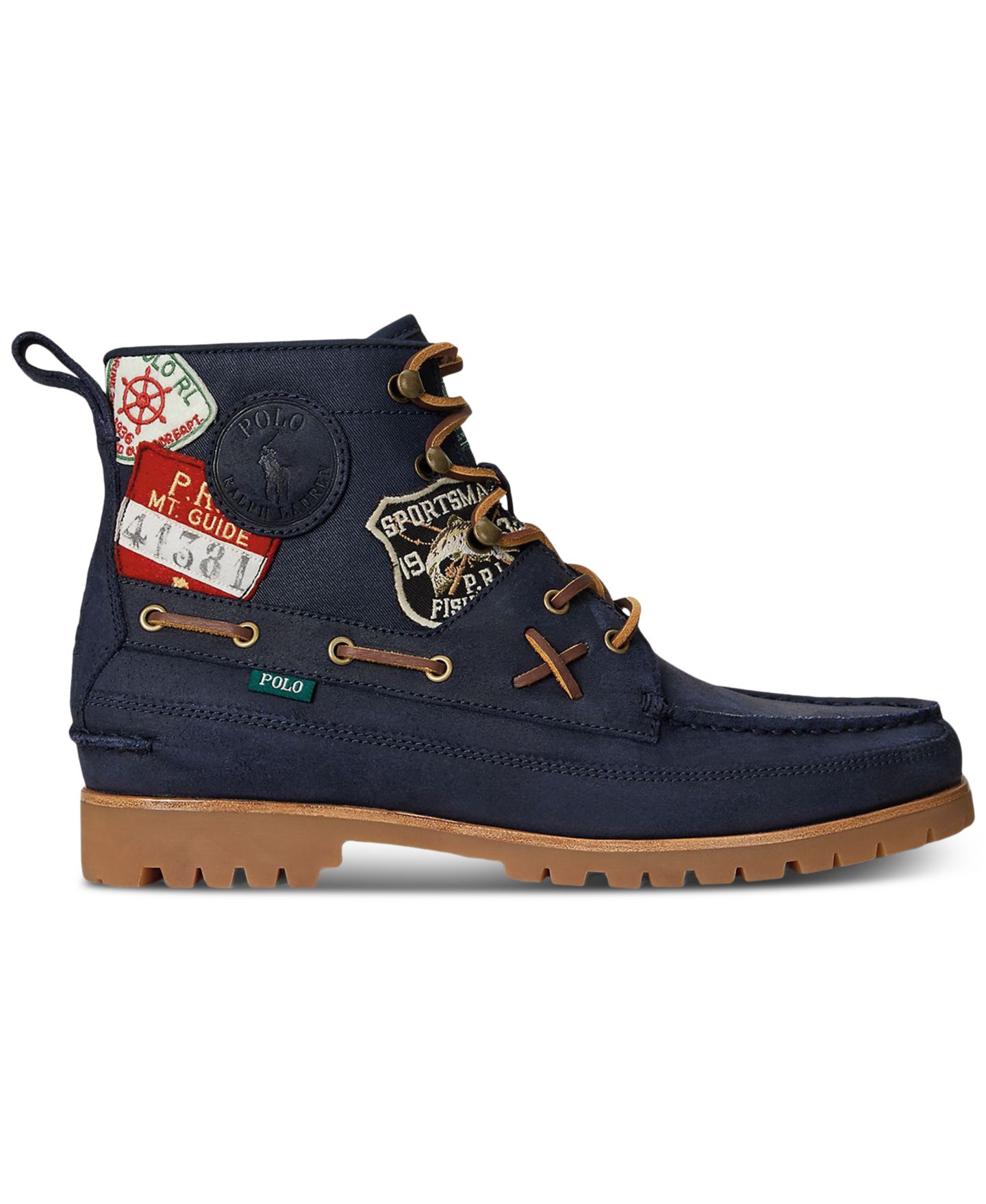 Мужские ботинки Polo Ralph Lauren Ranger Mid Suede & Twill, цвет: Тёмно-зелёный тёмно-синий — фото 2