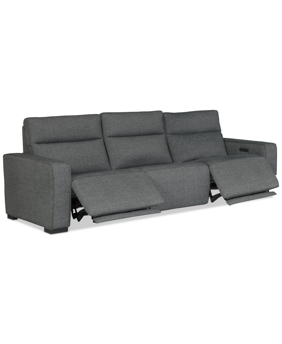 Macy's Miren 3-pc. Fabric Sectional With 3 Power Headrest Recliners, Exclusively At  In Gray