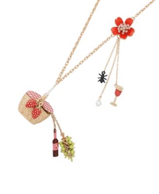 Faux Stone Backyard Picnic Basket Pendant Necklace