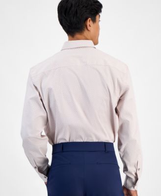 Men's Regular-Fit 4-Way Stretch Micro-Dot Dress Shirt, Created for Macy's