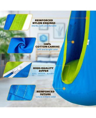 Cotton Kids Pod Swing Seat Blue Pink and Blue,Sensory Swing for Indoor and Outdoor