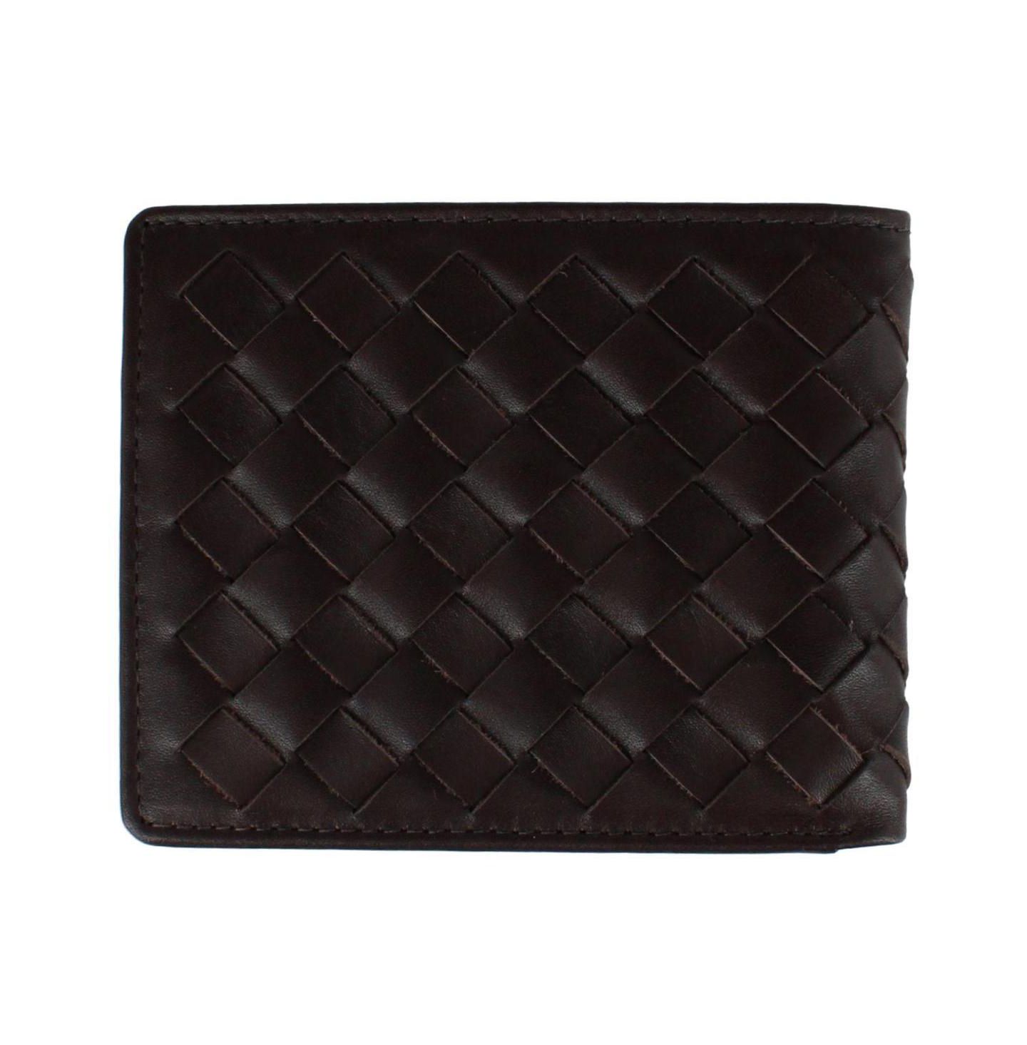 Мужской кошелёк TRAFALGAR Lazzaro Lattice Weave Leather Bi-Fold Wallet, цвет: Тёмный коричневый — фото 4