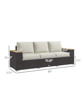 3-Seater Outdoor Sofa w/ Thick Cushions, Patio Couch,