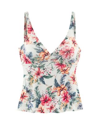 Women's Tropical Print Underwire Tankini Swimsuit Top