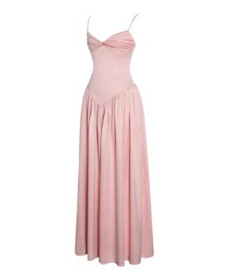 Women's Najwa Baby Pink Ruched Breast Drop Waist Maxi Dress