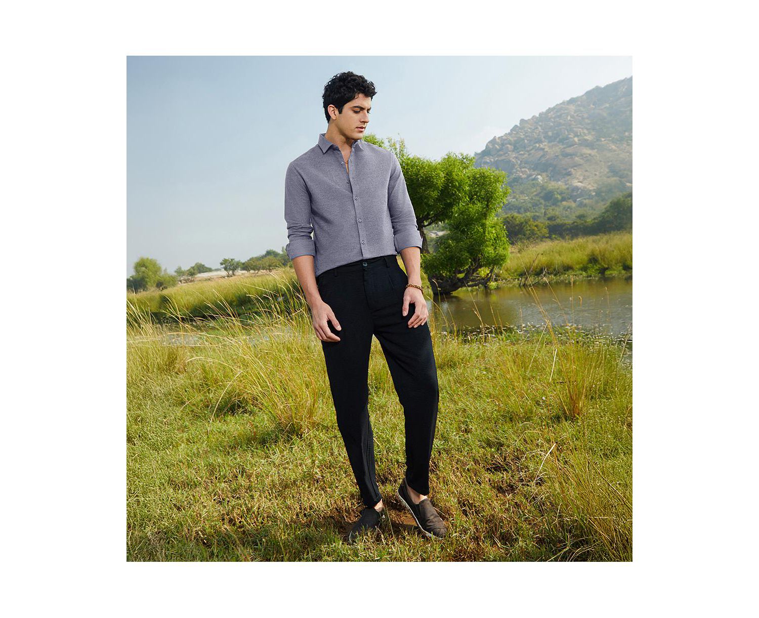 Men's Aegean Blue Grainy Shirt