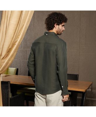 Men's Olive Green Breezy Wrinked Relaxed Shirt