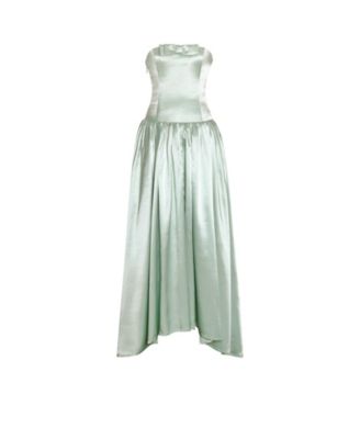 Women's Lael Mint Green Back Button Trailing Gown