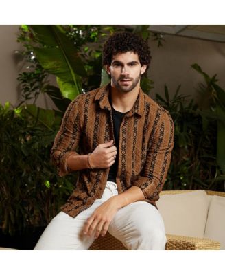 Men's Chocolate Brown & Onyx Black XOXO-Tactile Shirt