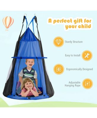 40'' Kids Hanging Chair Swing Tent Set Hammock Nest Pod Seat