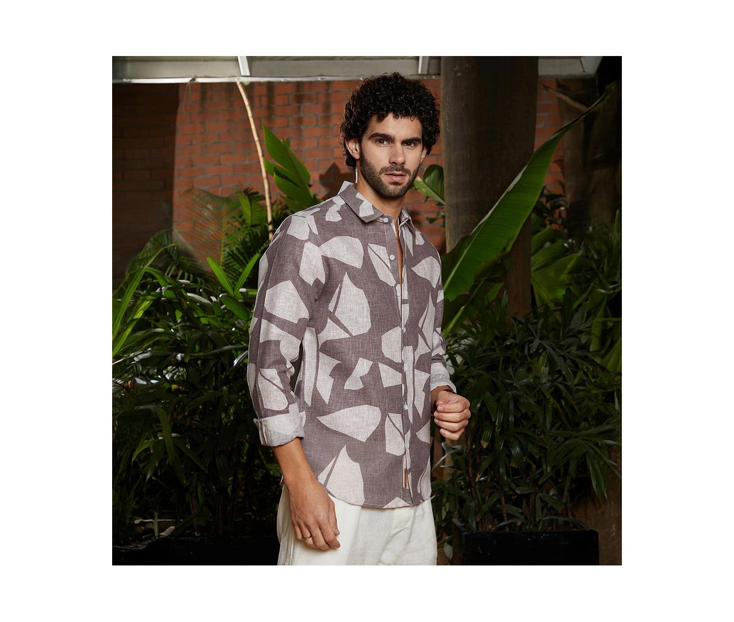 Мужская рубашка Cahoot Campus Sutra Ash Brown Abstract Heathered, цвет: Коричневый — фото 3