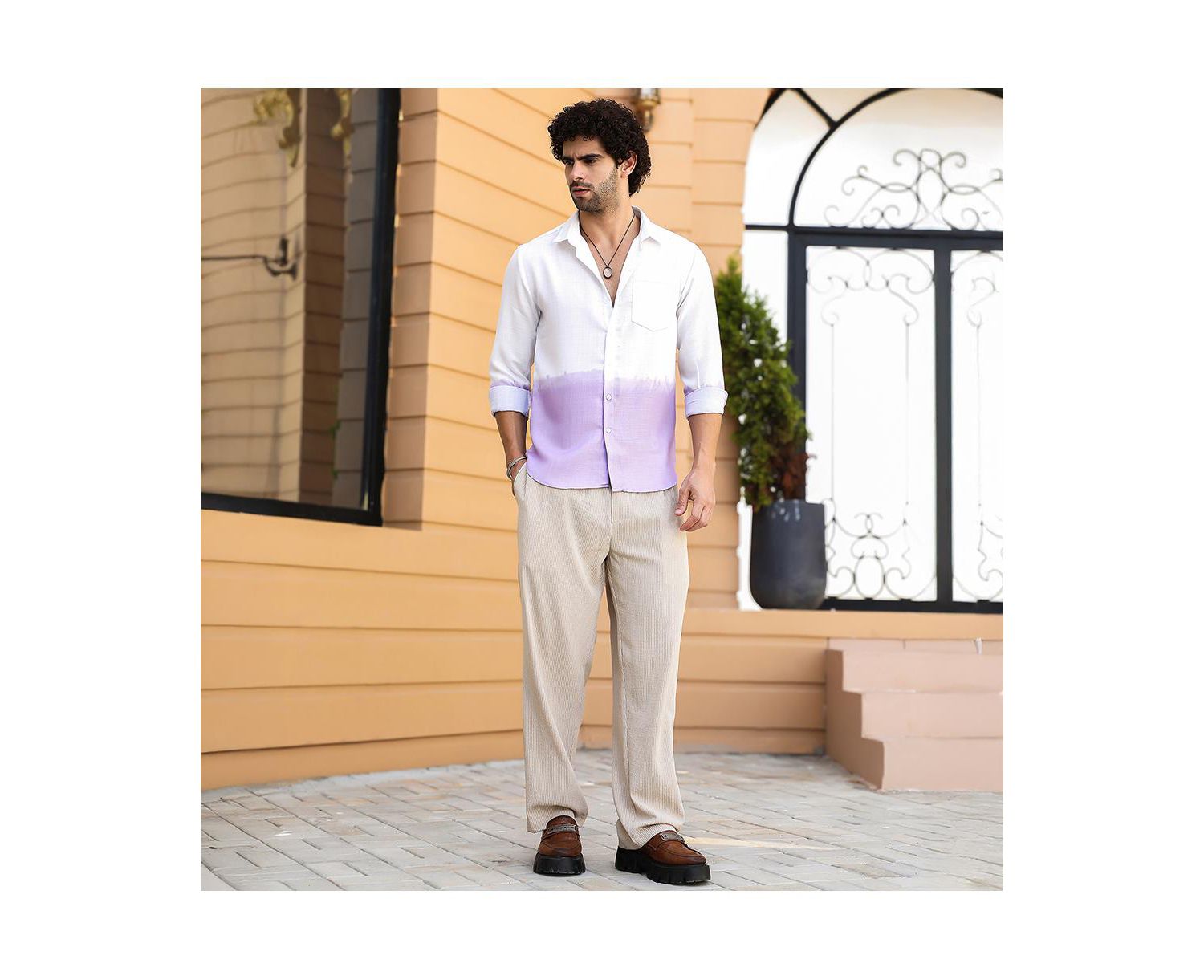 Men's Ombre-Plunge Regular Shirt